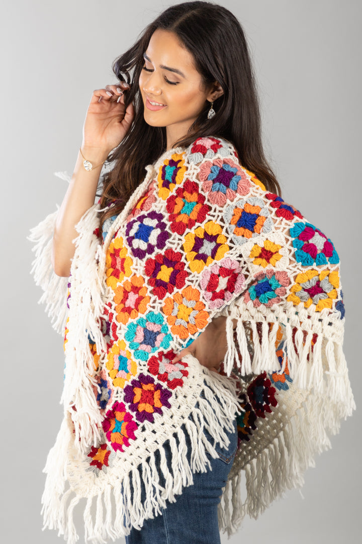 Granny Fringe Crochet Poncho