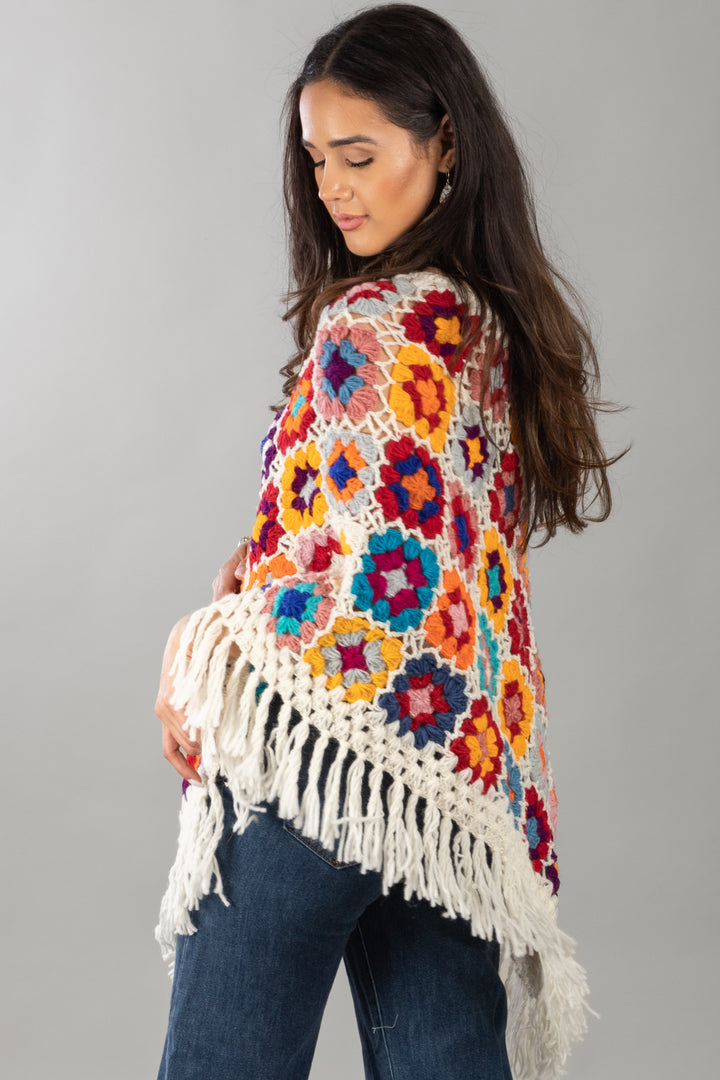 Granny Fringe Crochet Poncho