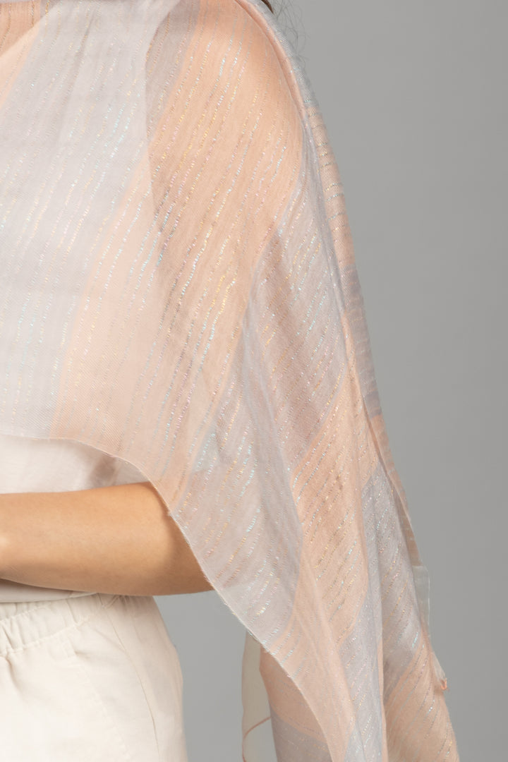 Silk Wool Shimmering Striped Scarf