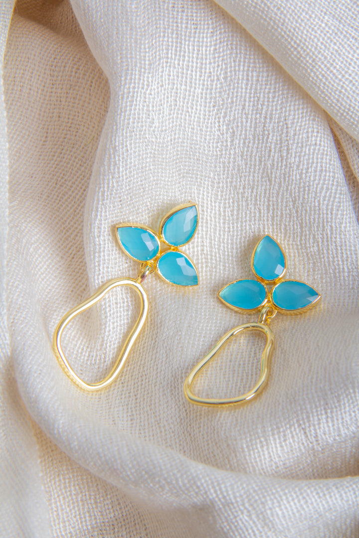 Abstract Triplicity Pear Dangle Earrings Turquoise