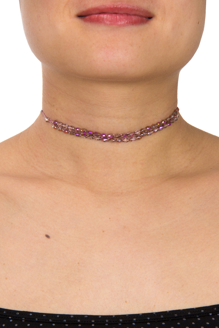 Beaded Crochet Choker Pink