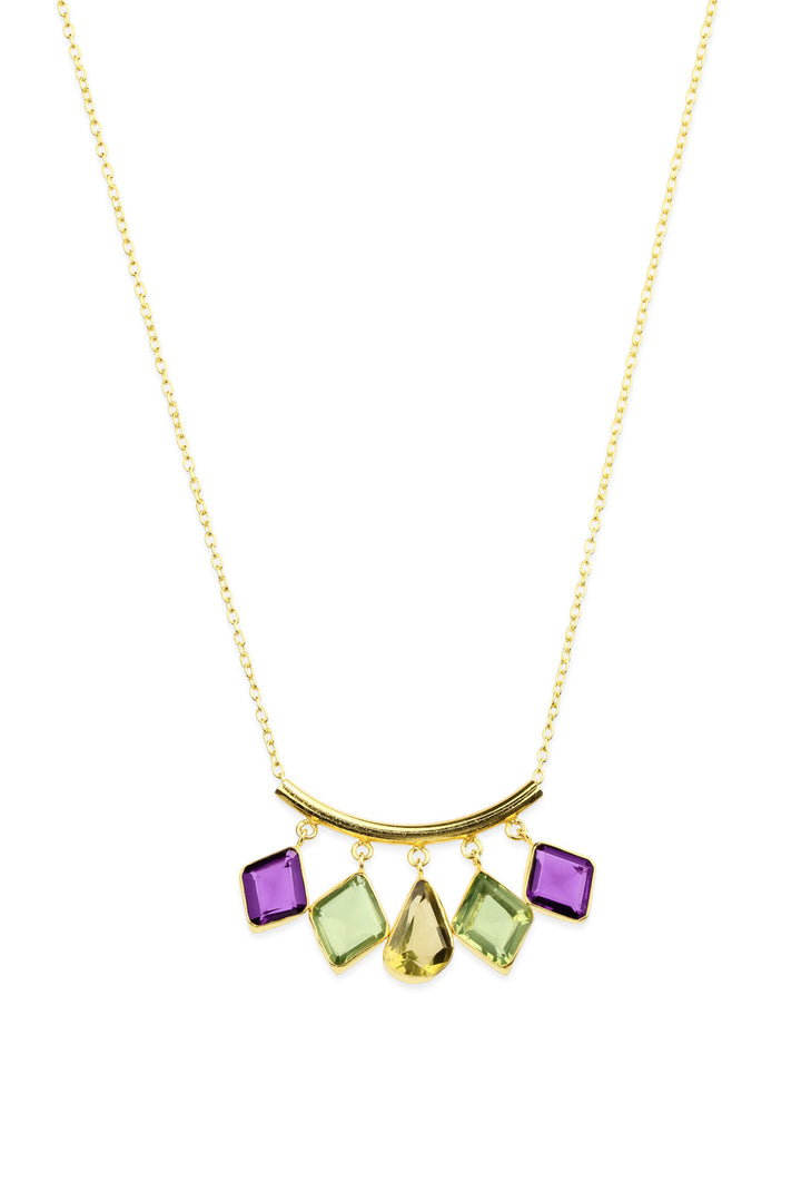 Gemstone Drop Long Necklace