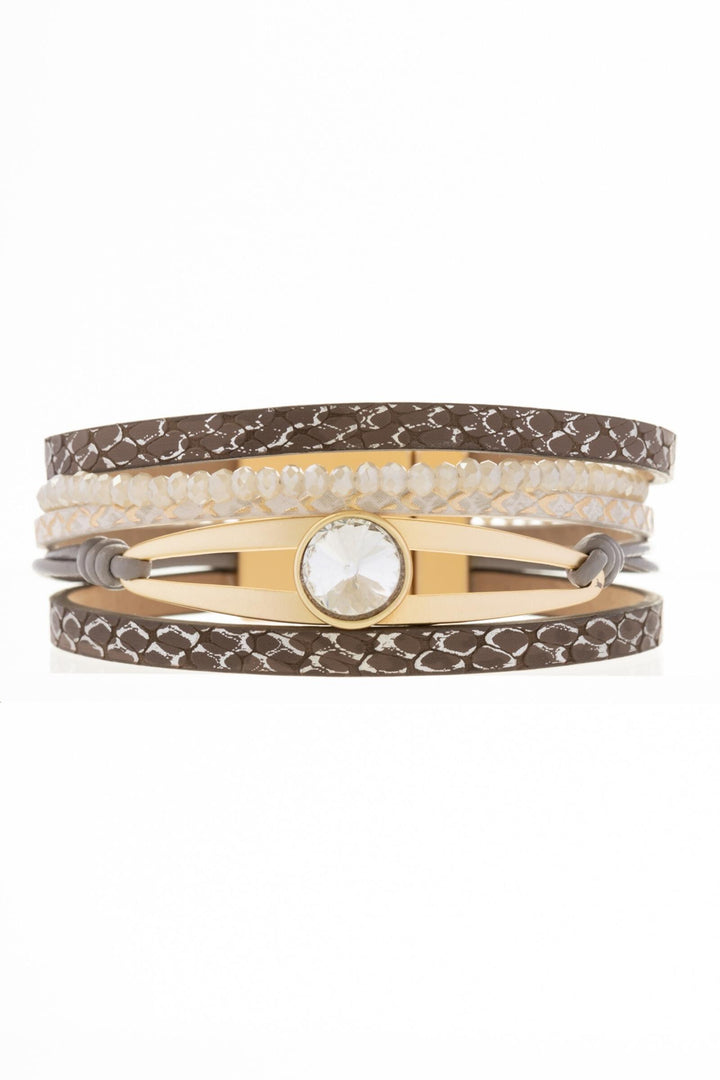 Crystal Adorned Leather Bracelet