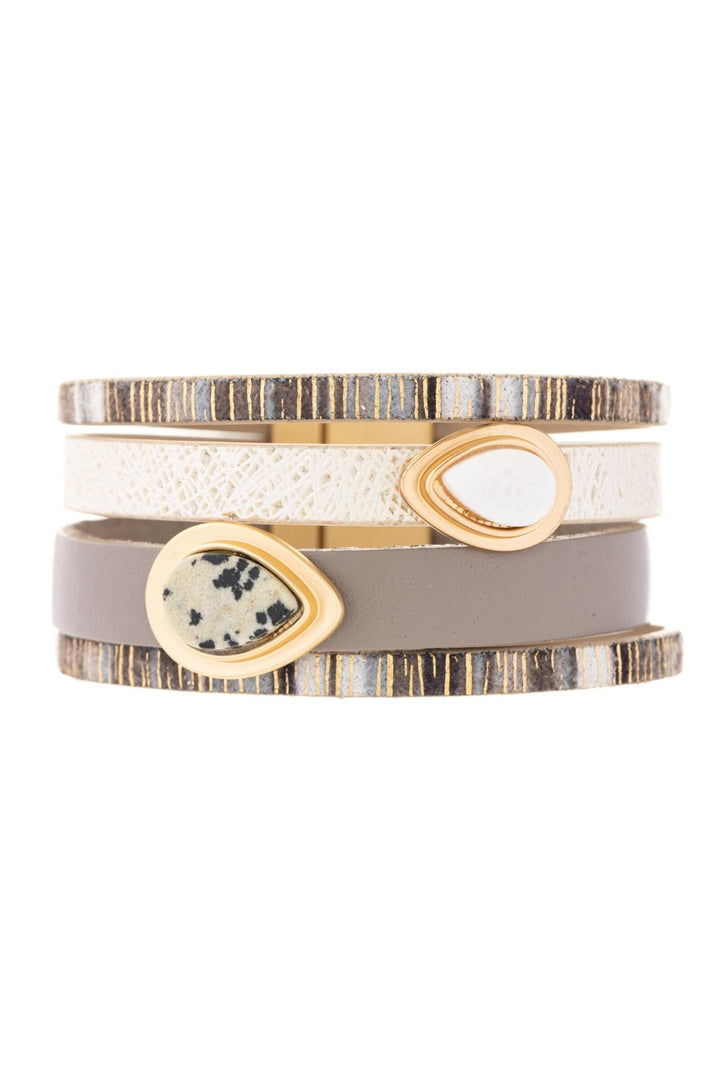Pear Stone Leather Bracelet