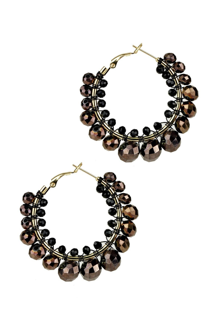 Cluster Beaded Shaam Hoop Earring Brown