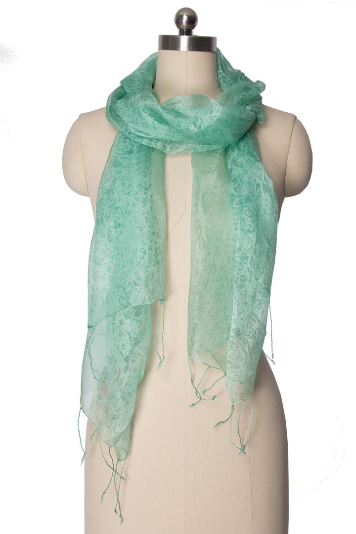 Sea Foam Sheer Scarf with Fringe