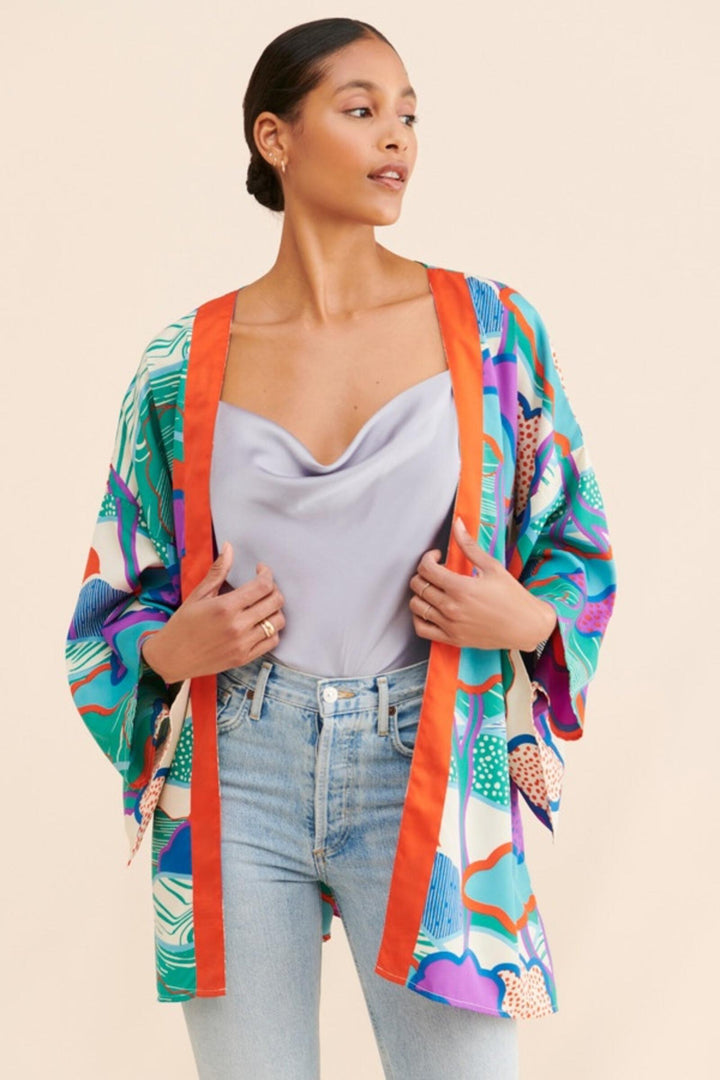 Willow Graphic Garden Kimono