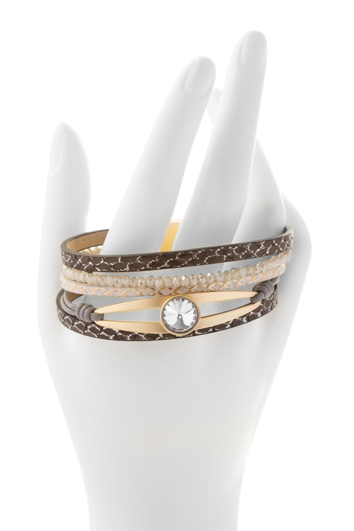 Crystal Adorned Leather Bracelet