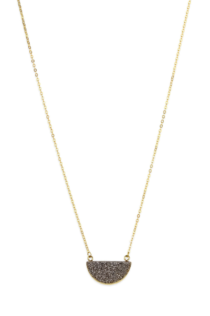Semicircle Druzy Pendant Necklace