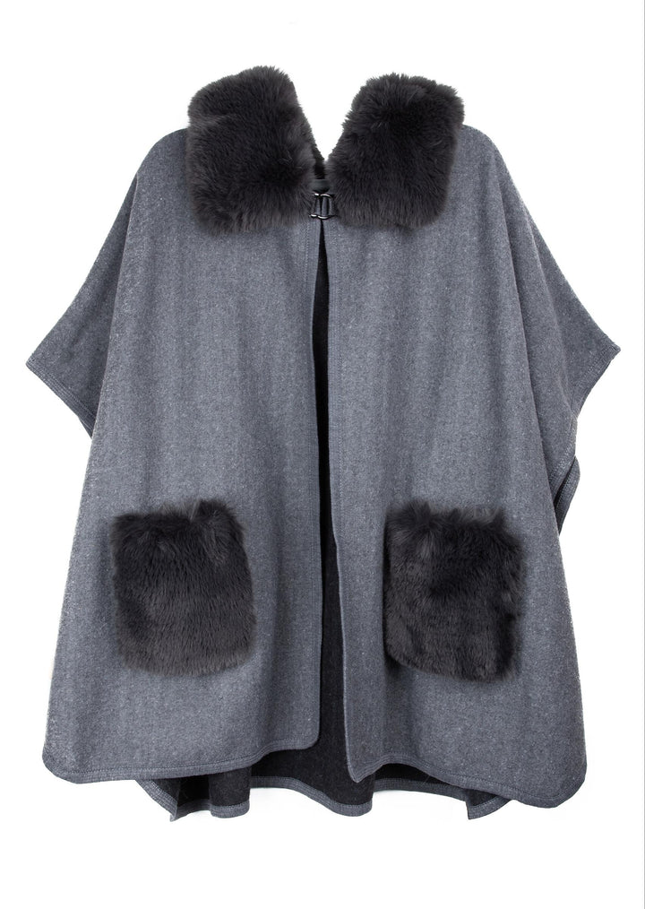 Delilah Faux Fur Pocketed Kimono