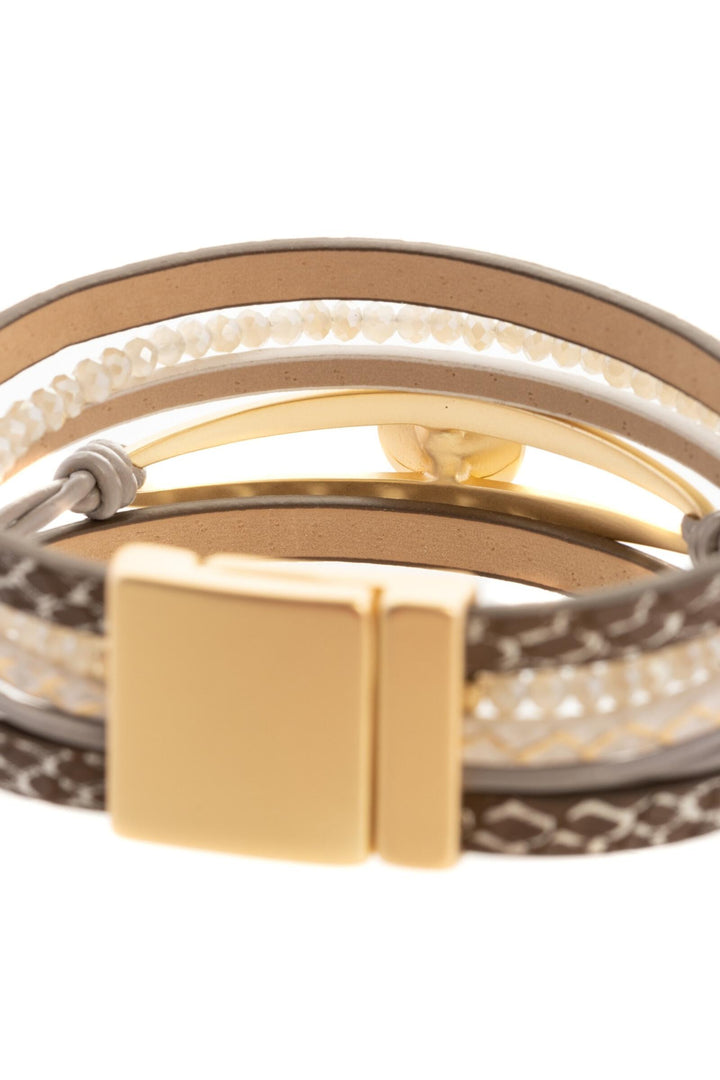 Crystal Adorned Leather Bracelet