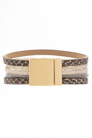 Crystal Adorned Leather Bracelet