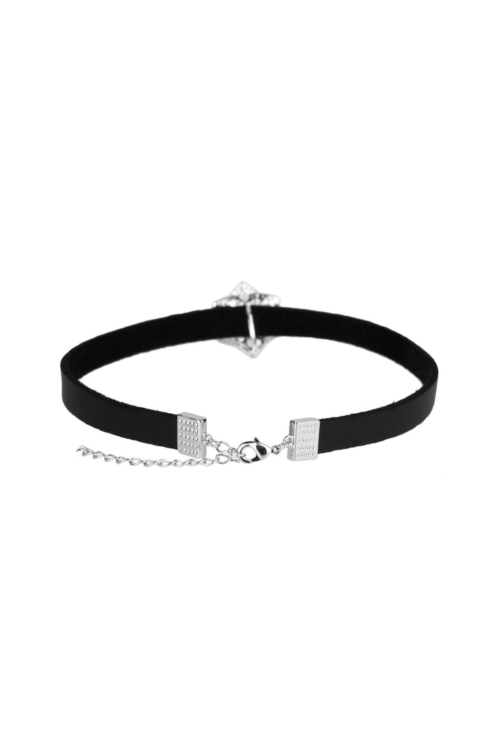 Crystal Flower Leather Choker