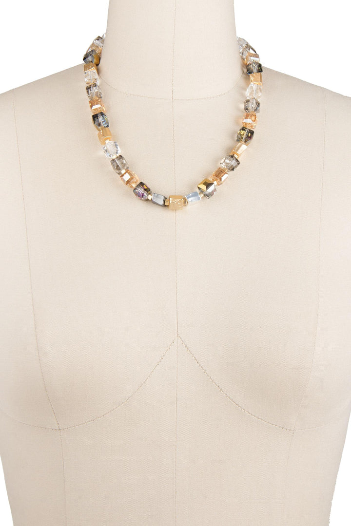 Faceted Bead and Stone Necklace