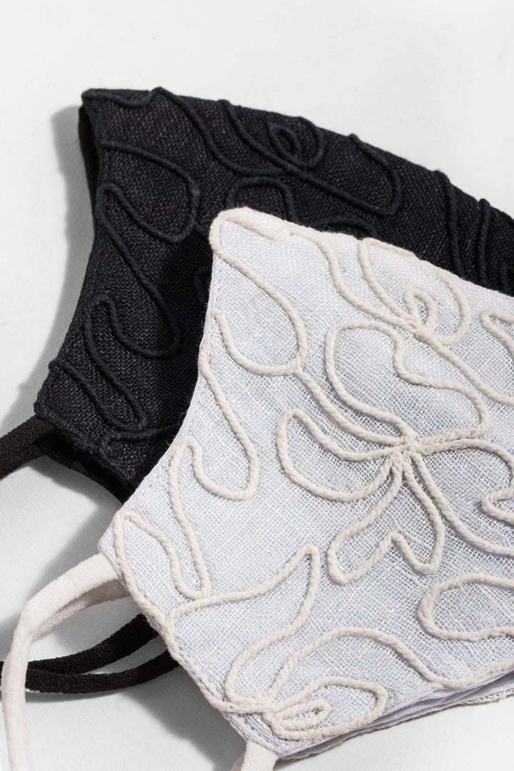 Linen Embroidered Face Mask
