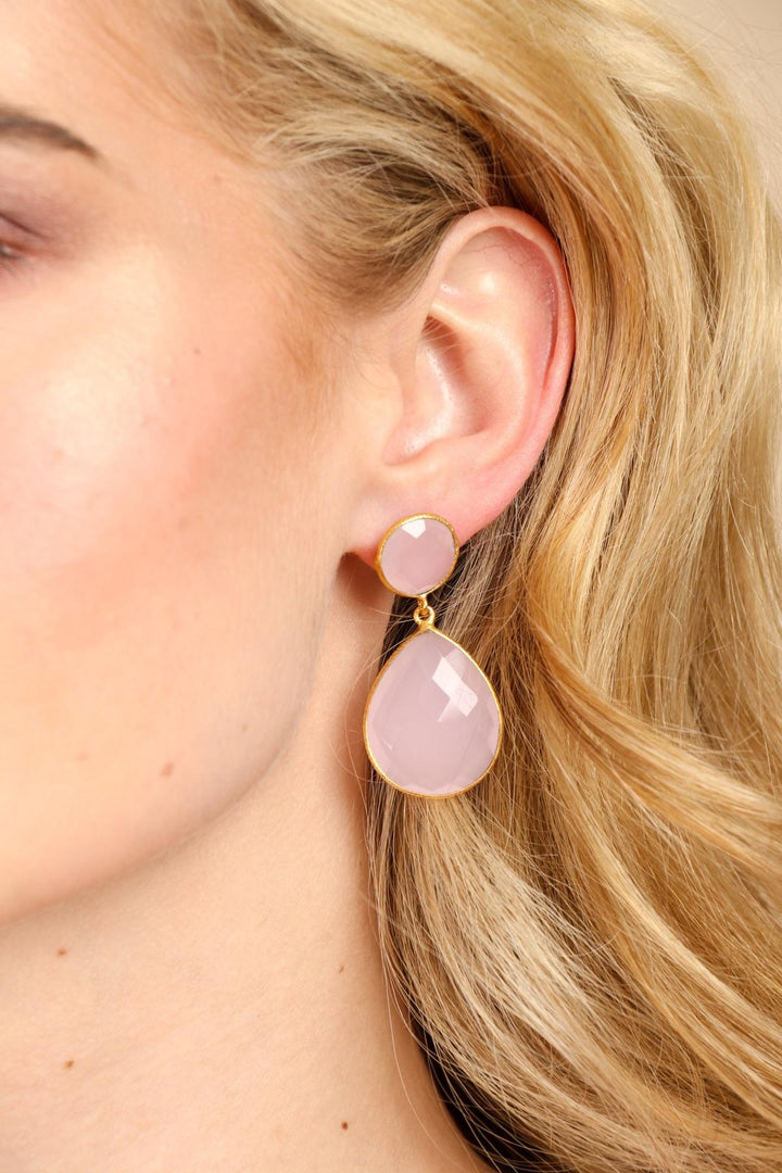 Double Drop Gemstone Earrings
