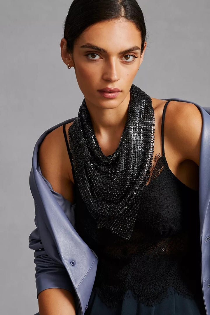 Cowl Neck Chainmail Top Scarf