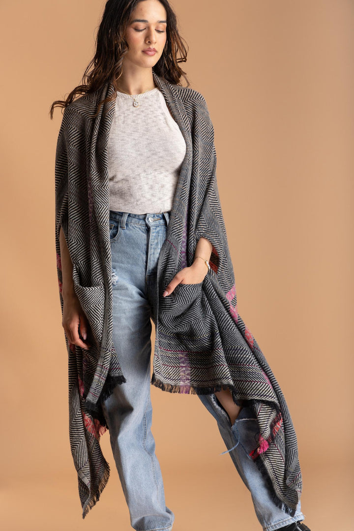 Herringbone Wool Cotton Kimono