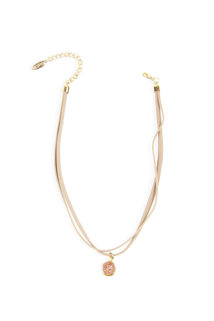 Druzy Charm Leather Choker