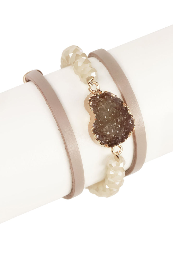 Beaded Druzy Wrap Bracelet
