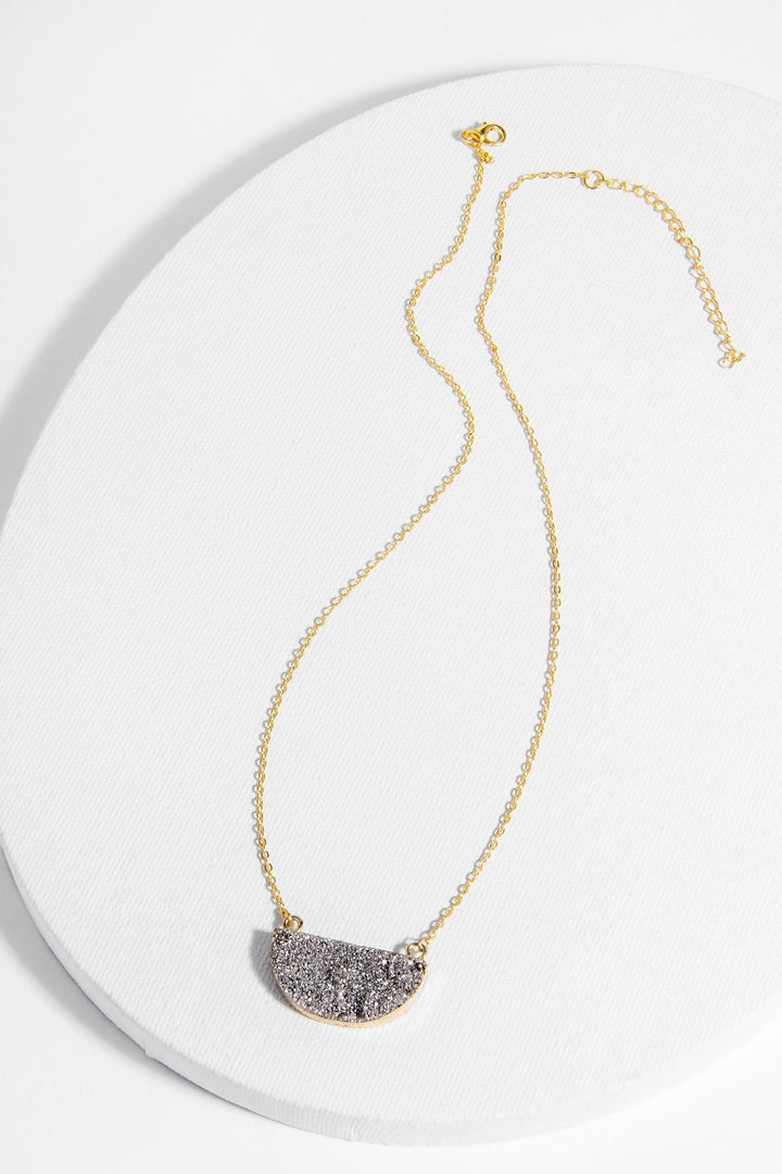 Semicircle Druzy Pendant Necklace