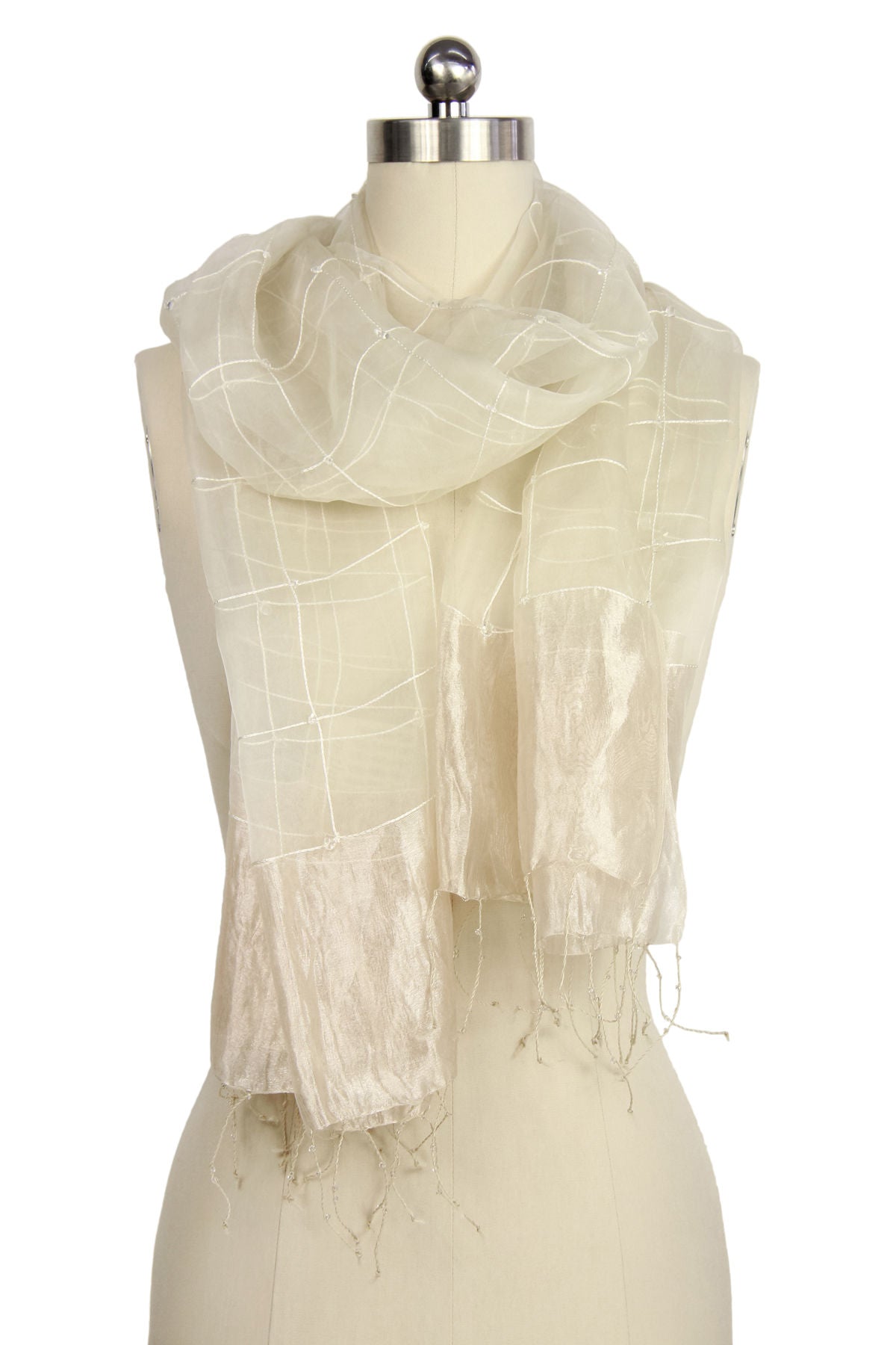 Embroidered Silk Fringed Scarf – Saachi Wholesale