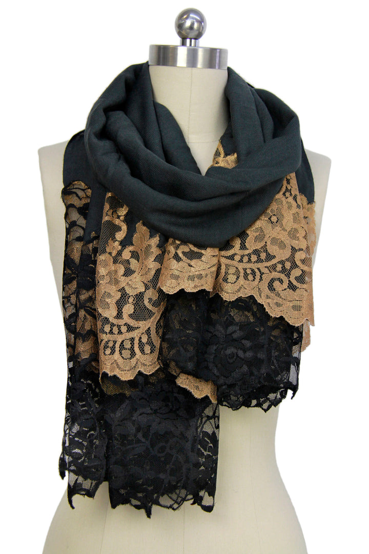 Gold Embellished Edged Scarf