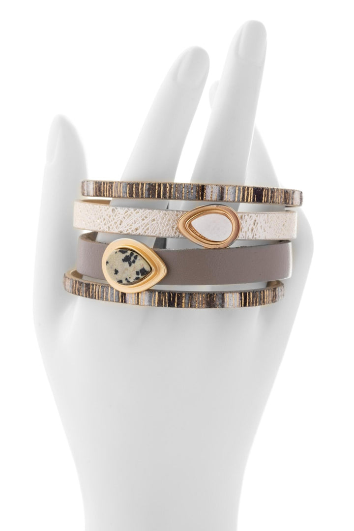 Pear Stone Leather Bracelet