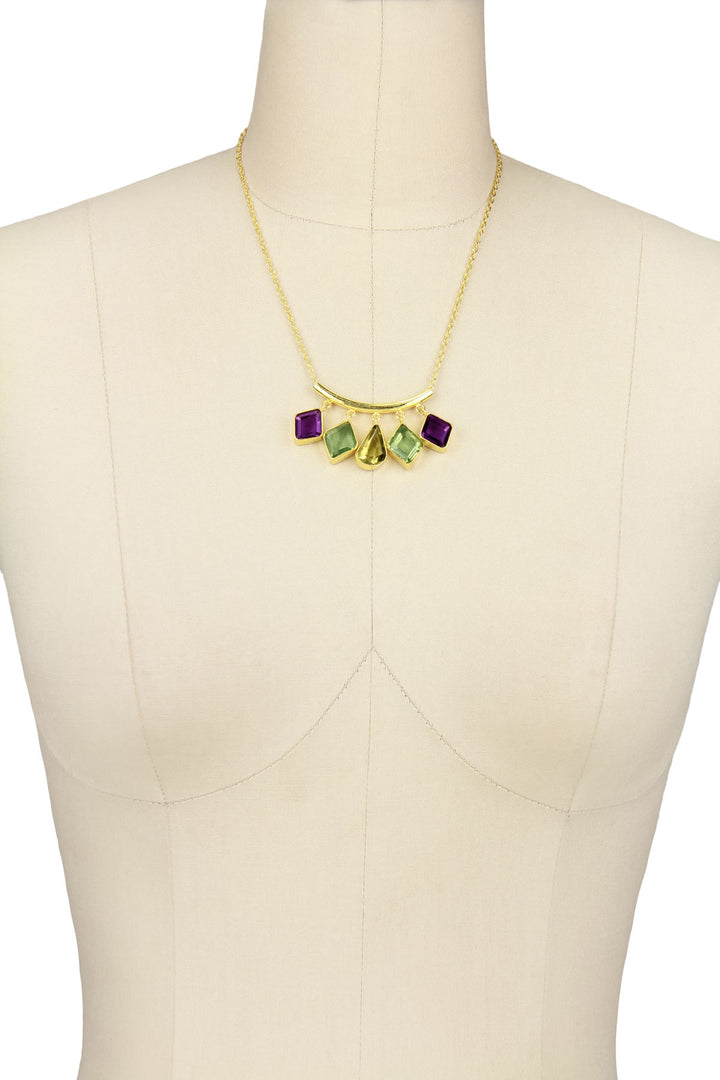 Gemstone Drop Long Necklace