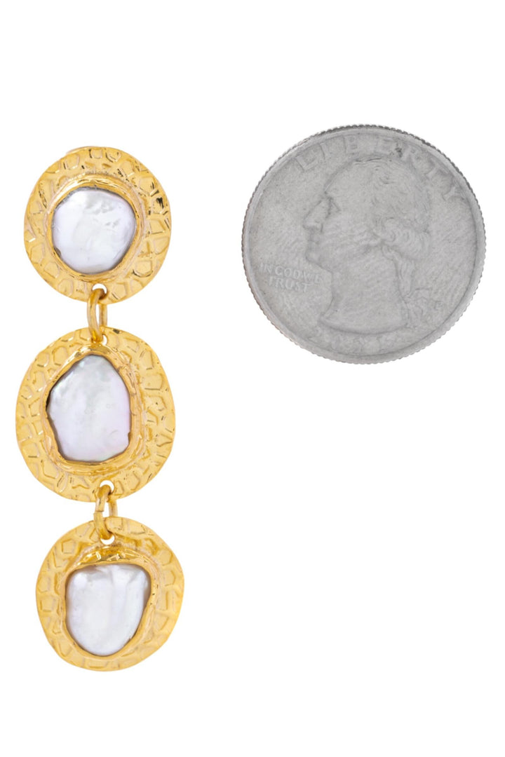 Freshwater Pearl Triplicity Dangle Earrings