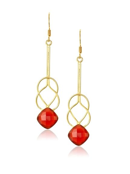 Layered Gold Square Gemstone Earring