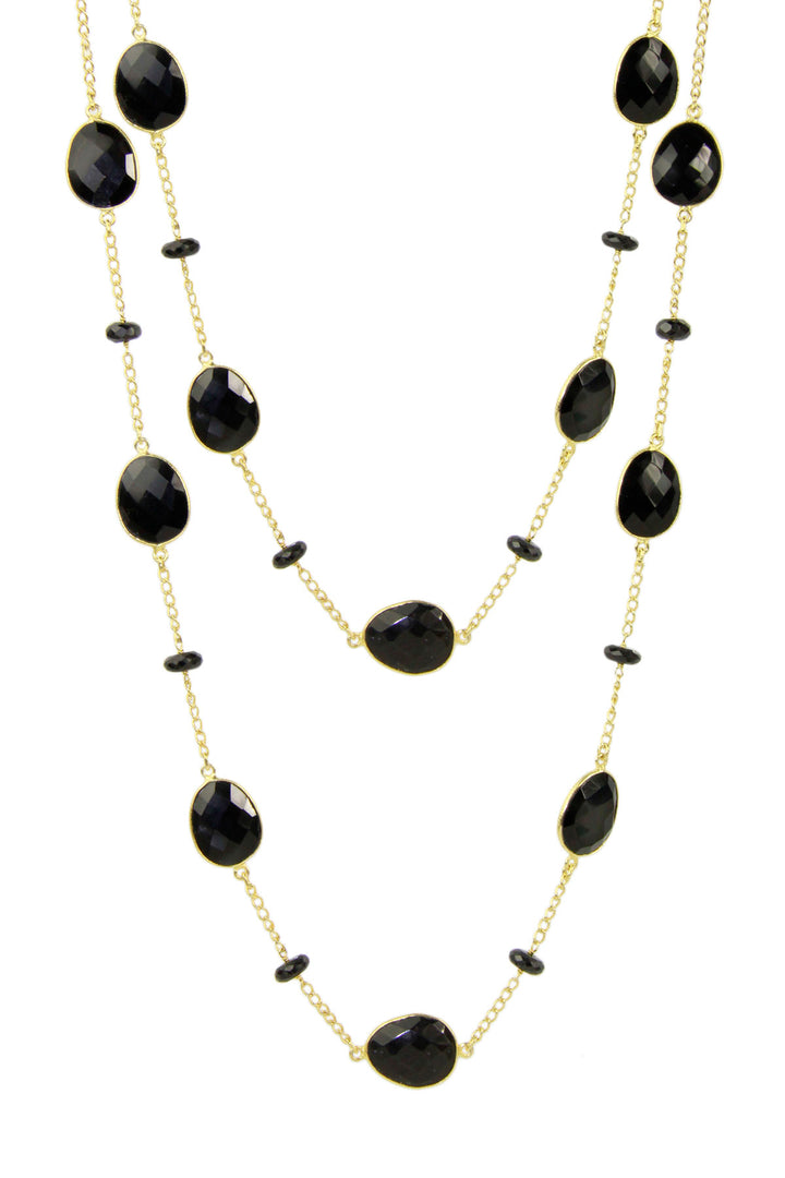 Black Onyx Stone and Bead Necklace