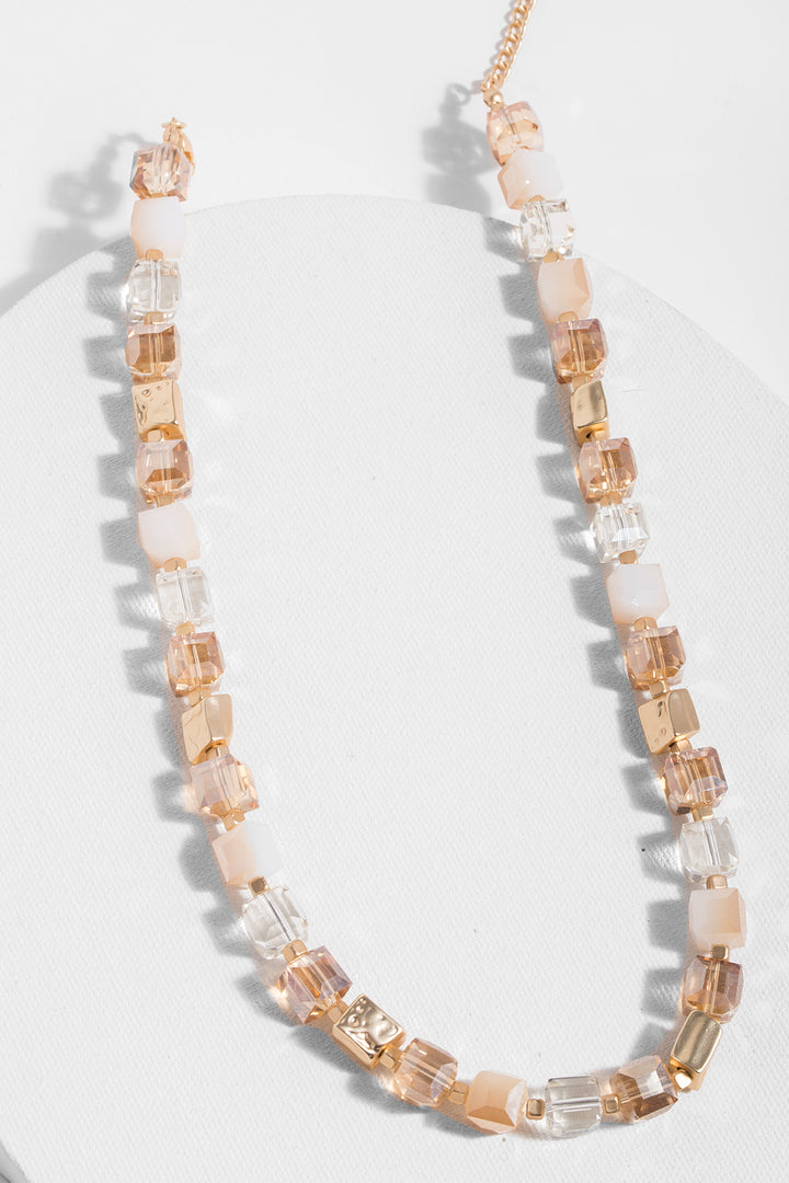 Faceted Bead and Stone Necklace