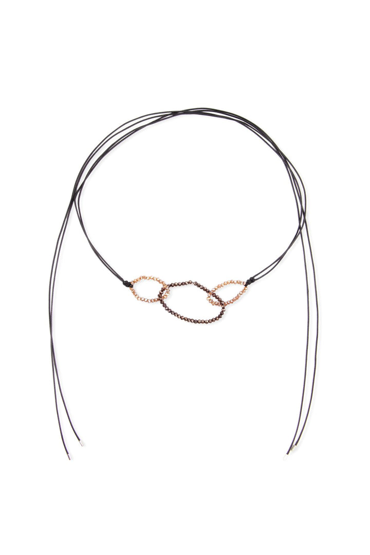 3-Oval Crystal Bead Ring Wrap Choker