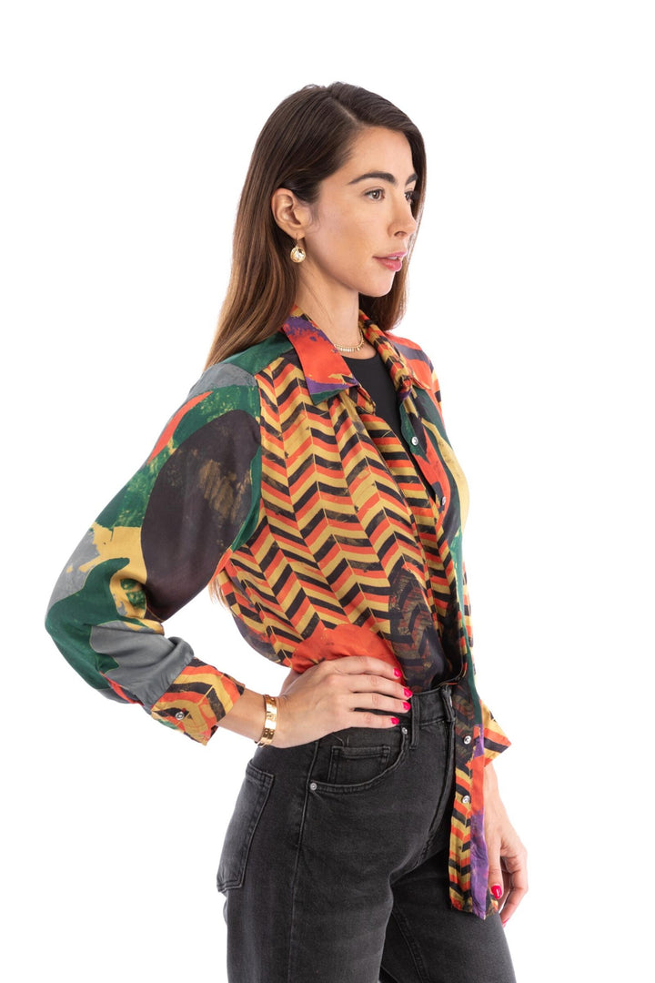 Satin Abstract Geometric Shirt (Pack of 9)