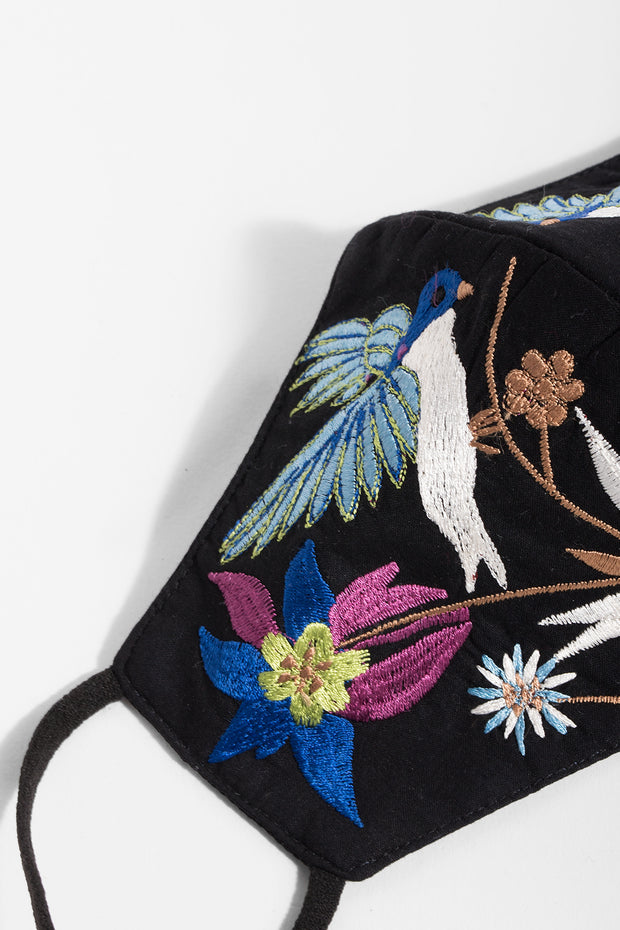Hummingbird Hand-Embroidered Face Mask