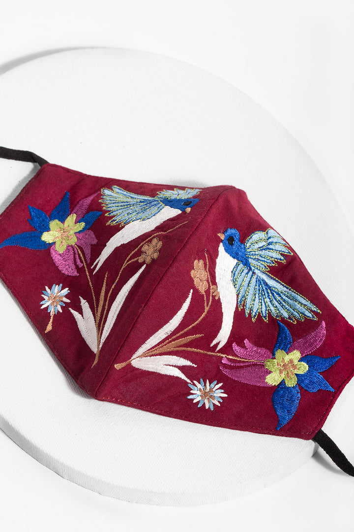 Hummingbird Hand-Embroidered Face Mask