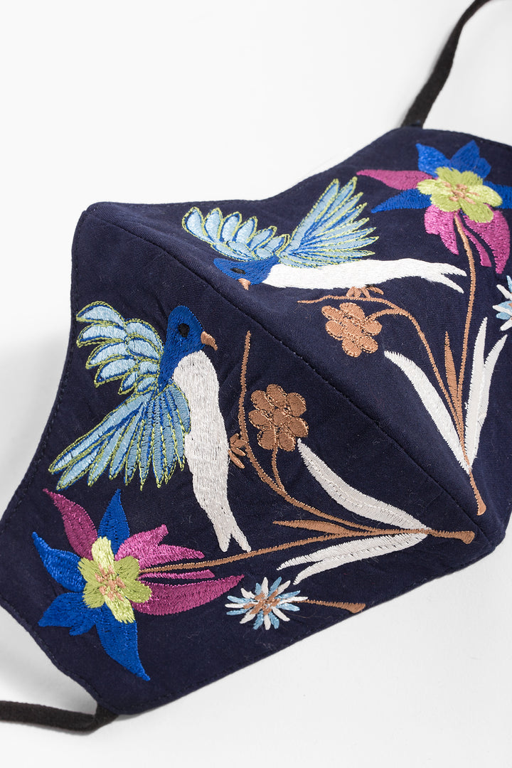 Hummingbird Hand-Embroidered Face Mask