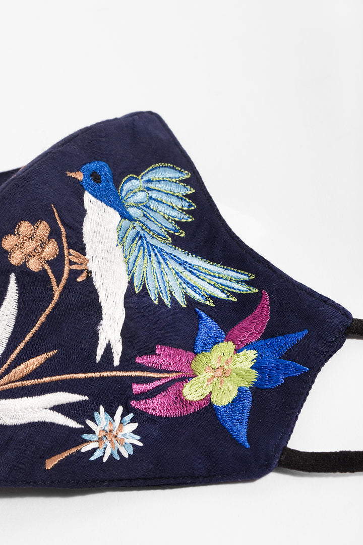 Hummingbird Hand-Embroidered Face Mask