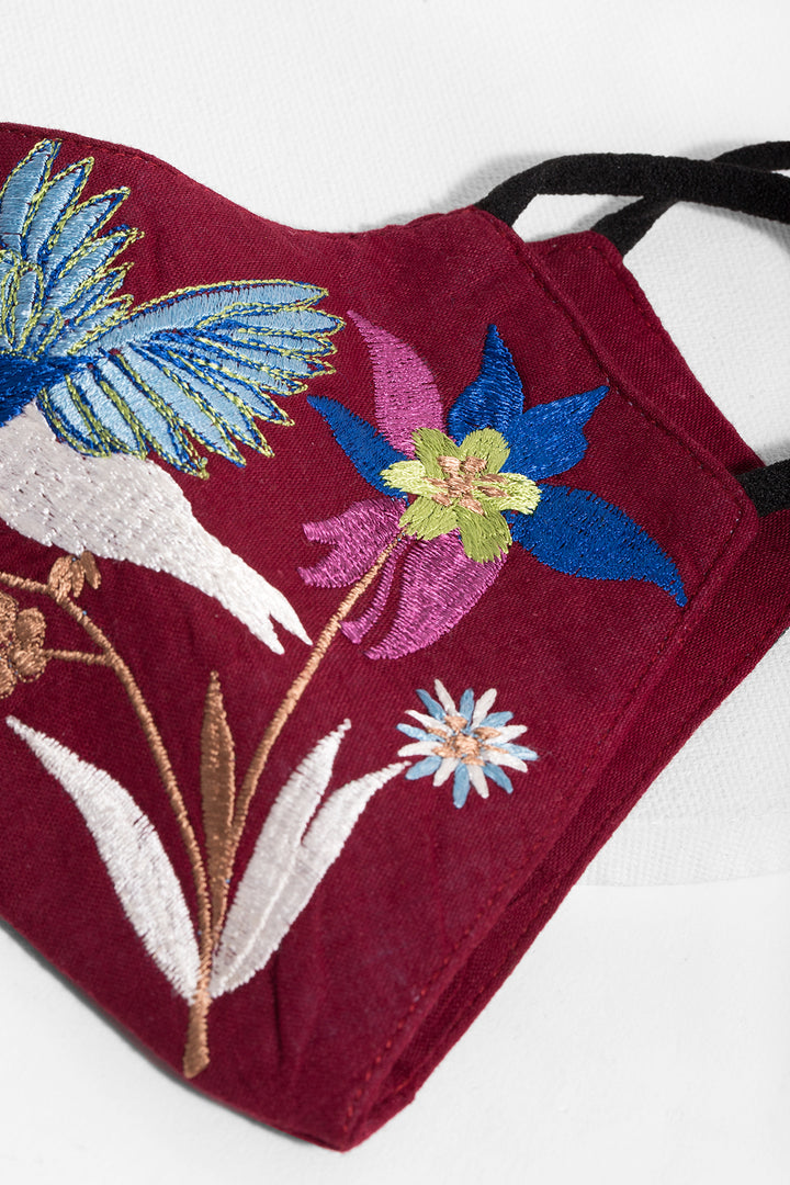 Hummingbird Hand-Embroidered Face Mask