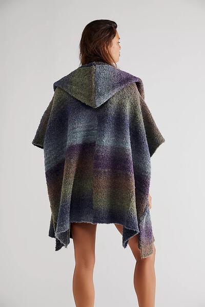 Hooded Gradient Striped Kimono