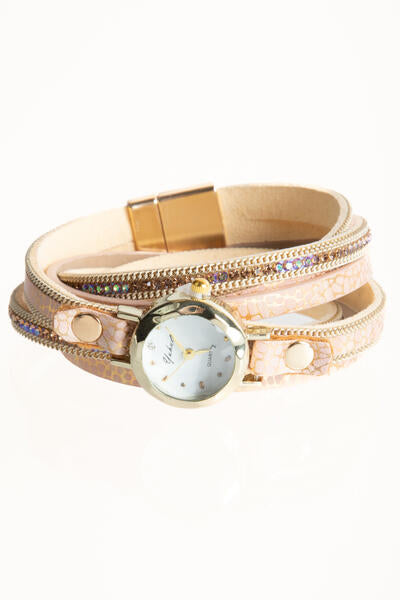 Vegan Leather Chain Wrap Bracelet Watch