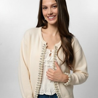 Pearl & Crystal Trim Cardigan
