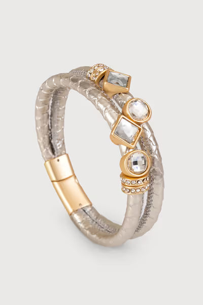 Bling Charm Leather Scale Bracelet
