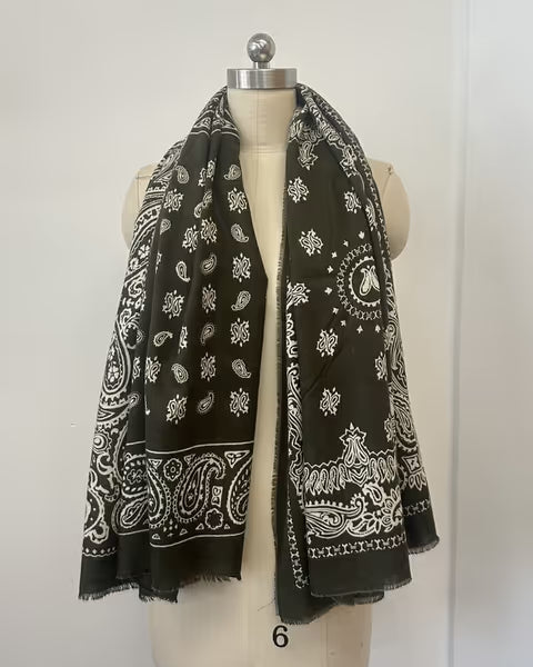 Paisley Border Fringe Scarf