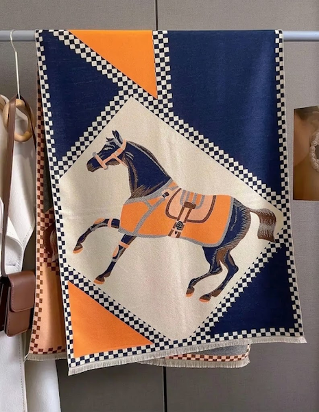 Checkered Equestrian Reversible Scarf
