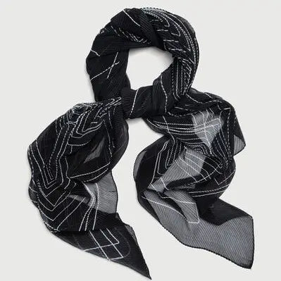 Pleated Floral Geo Scarf