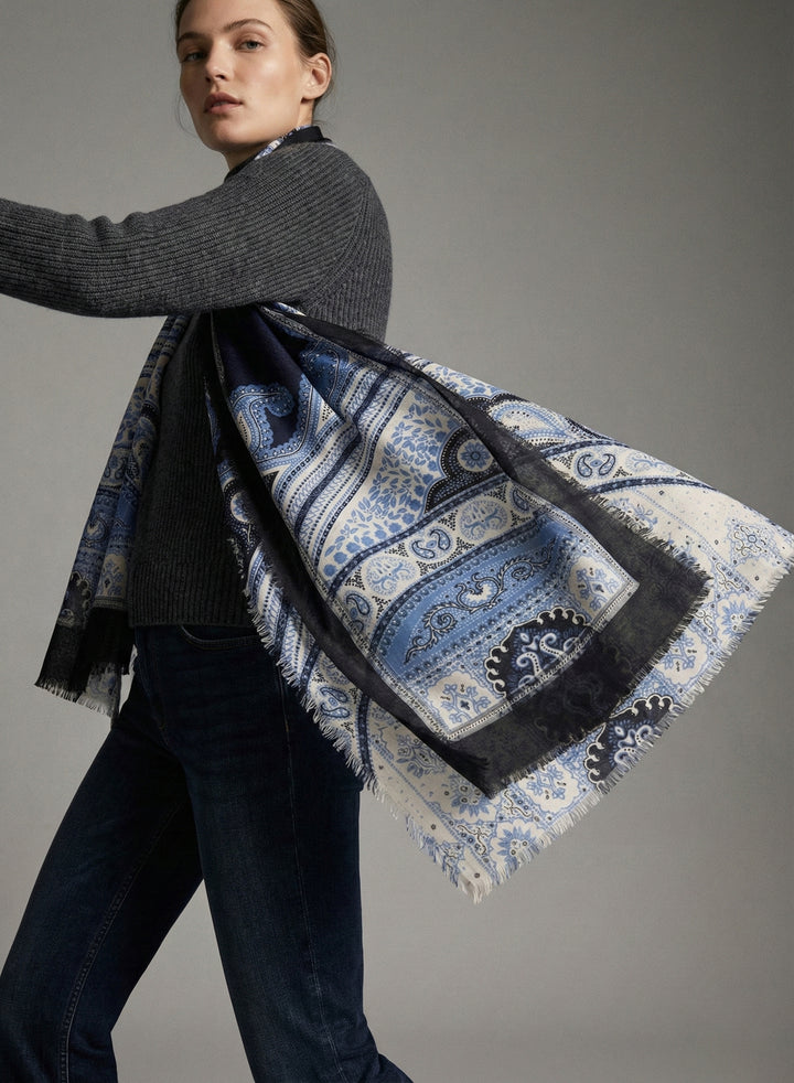 Barbara Frayed Patchwork Scarf