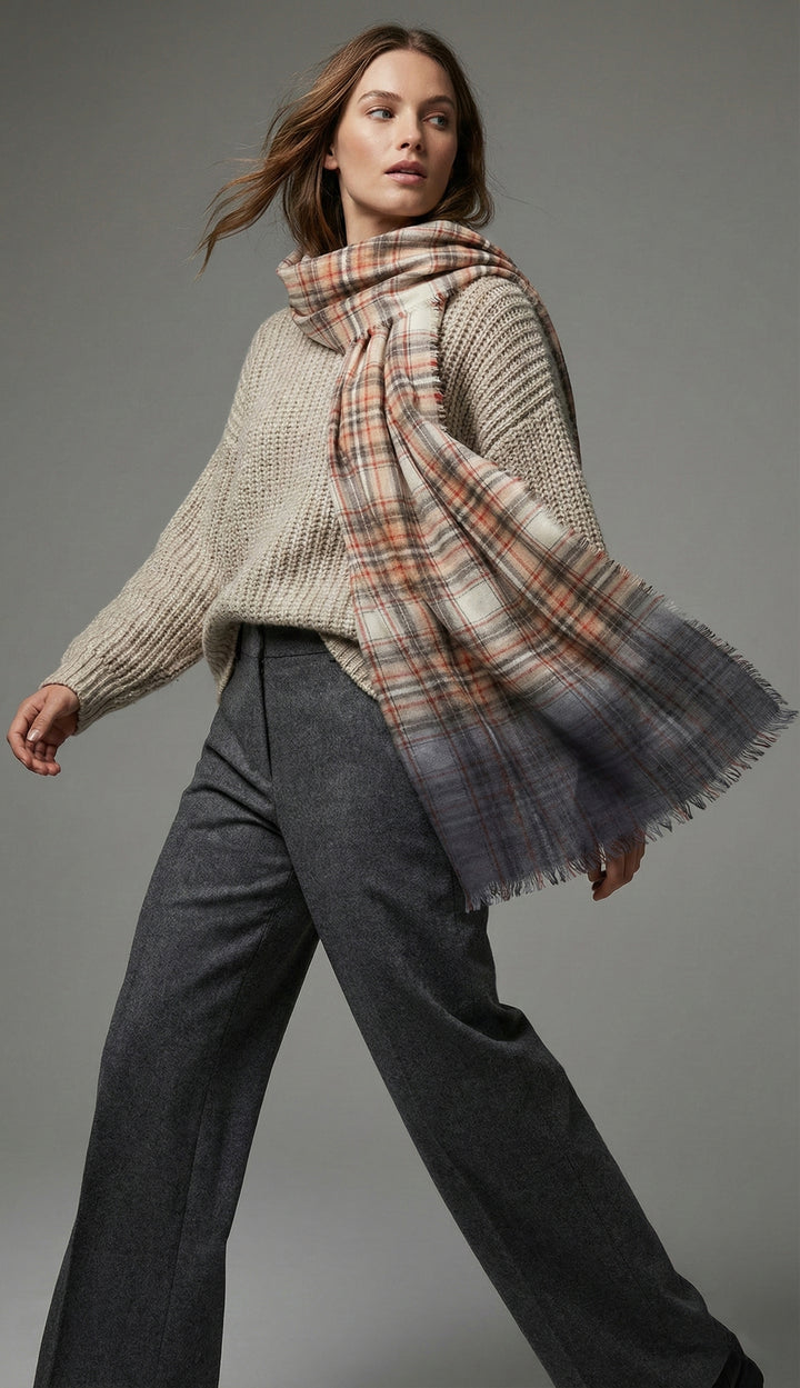 Queens Plaid Wool Ombre Scarf