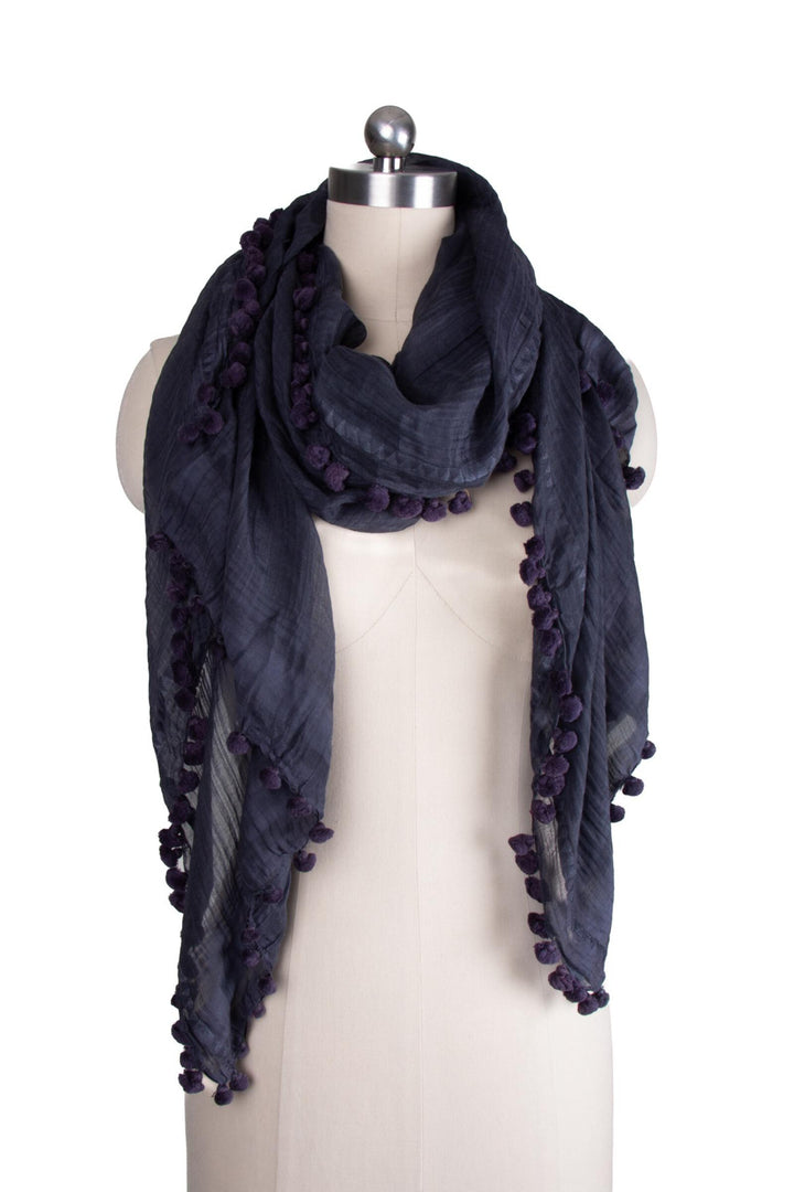 Tassel Adorned Cotton Silk Scarf